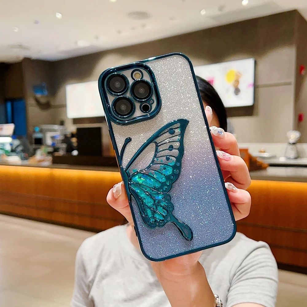 LUXURY 3D GLITTER BUTTERFLY QUICKSAND CUTE CASE FOR IPHONE 