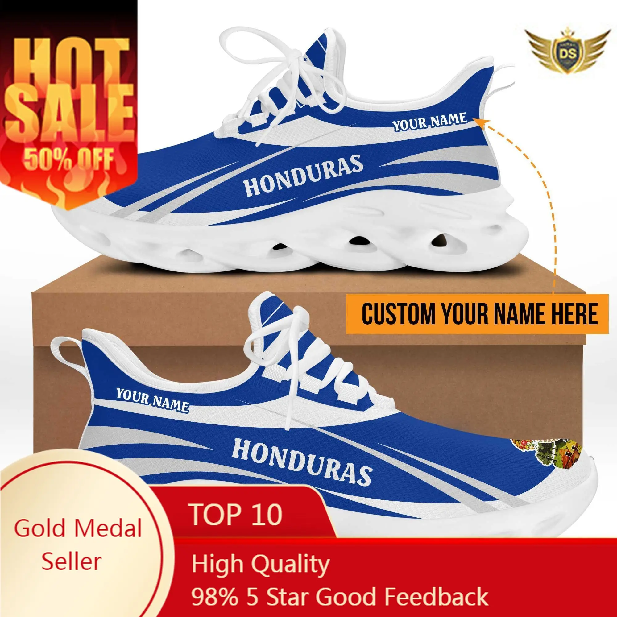 Men Blade Running Shoes Honduras Flag Printed Breathable Sneakers Shoes Fashion Antiskid Casual Sports Shoes Training Zapatillas