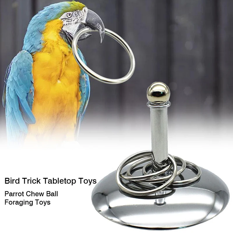 Juguetes de entrenamiento interactivo para loros y pájaros, desarrollo de inteligencia, anillos de Metal apilables, juegos de entrenamiento, suministros para pájaros, accesorios para mascotas juguetes para pájaros