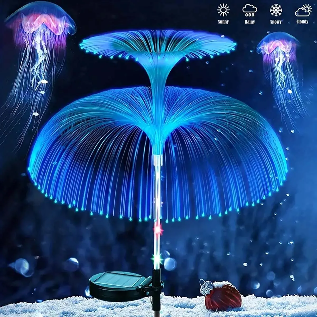 Solar Flowers Lights Waterproof Solar Jellyfish Fiber Outdoor Garden Decor Lights For Yard Patio Pathway Lawn Lamp solar lights lawn lamp garden lighting