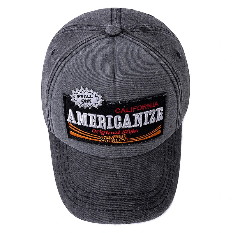 Unisex Washed Cotton Vintage Baseball Cap Americanize Letter Embroidery Dad Hat Outdoor Sports Hat For Men And Women