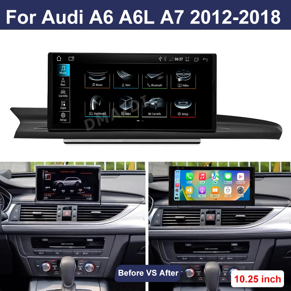 Car GPS Navi Radio For Audi A6 C7 A7 2012-2019 Android 13 System