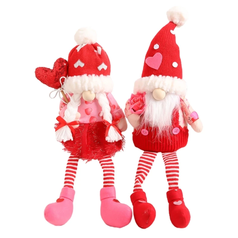 

Handmade Valentines Faceless Ornament Lovely Valentine's Day Decorative Gnomes for Living Room Dining Room Decor Y9RE