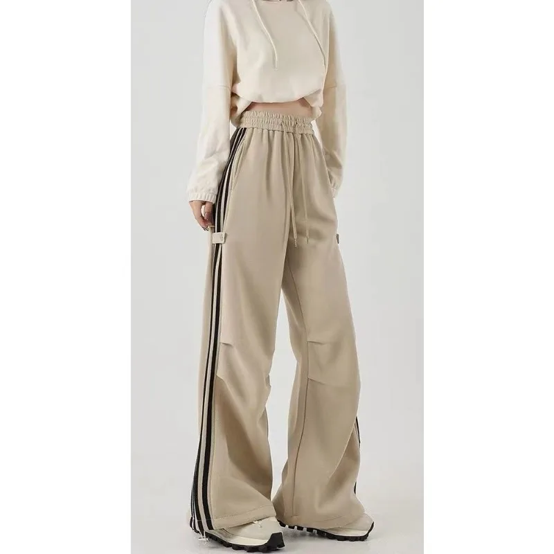 QWEEK Y2k Striped Swestpants Woman Sports Baggy Korean Fashion Pants Streetwear Cargo Harajuku Spring Trousers Vintage Aesthetic