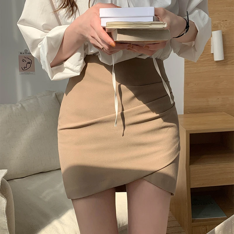 Women Summer Elegant Pencil Mini Skirt 2022 Female Irregular Hip