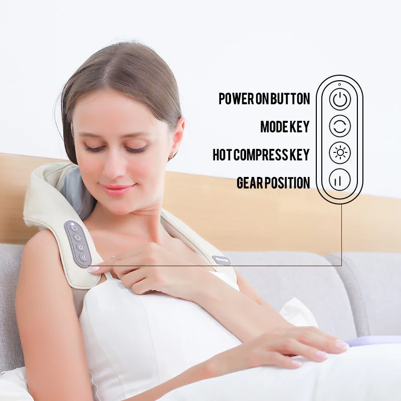 

New 5D Kneading Shiatsu Massage Shawl Chiropractic Back Massager for Neck Shoulder Pain Relief Heating Neck Massageador Massagem