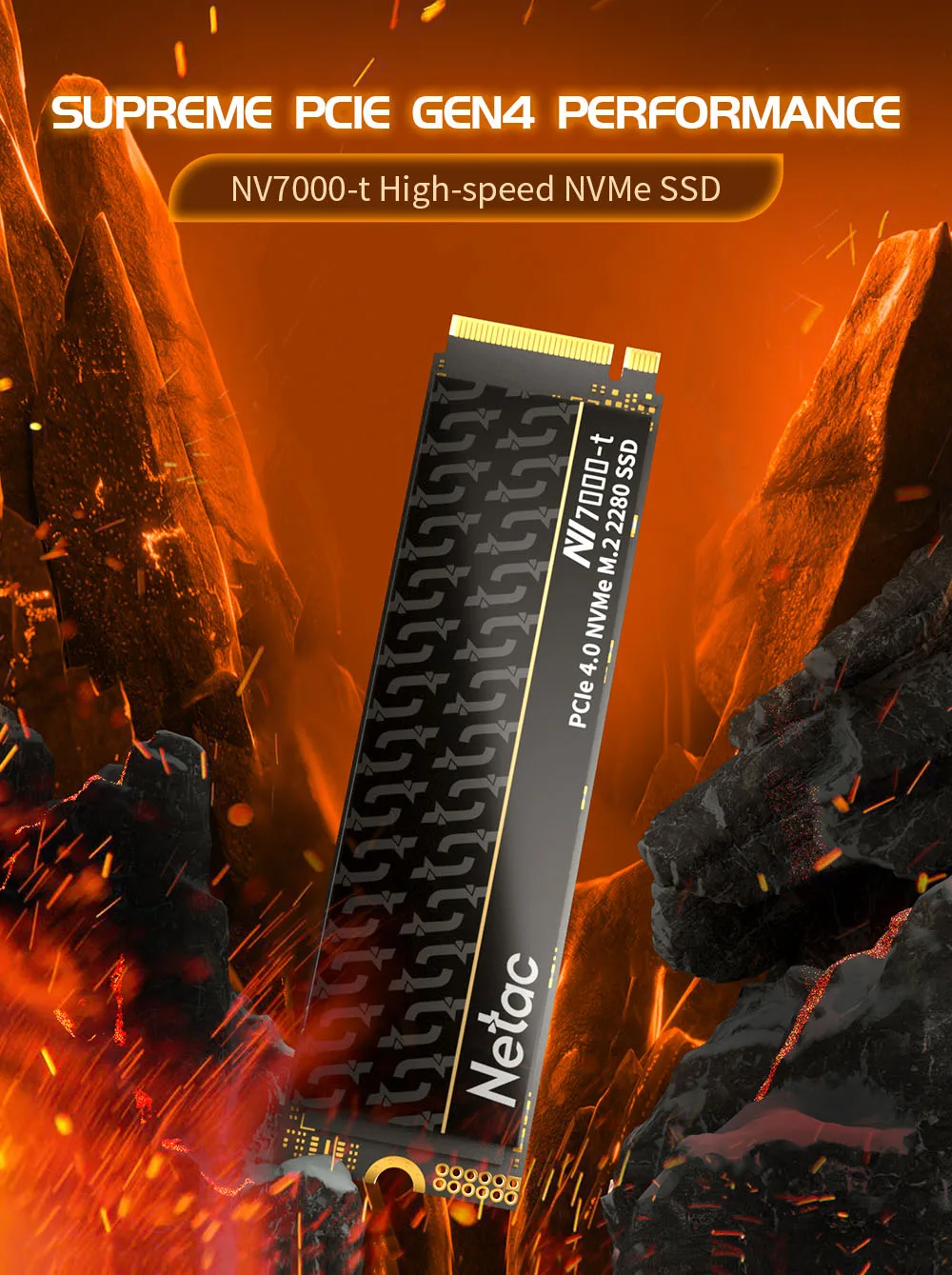 Netac NV7000-t PCIe 4 x4 M.2 2280 NVMe 3D NAND SSD 512GB, R/W up to 7200/4400MB/s, with heat spreader