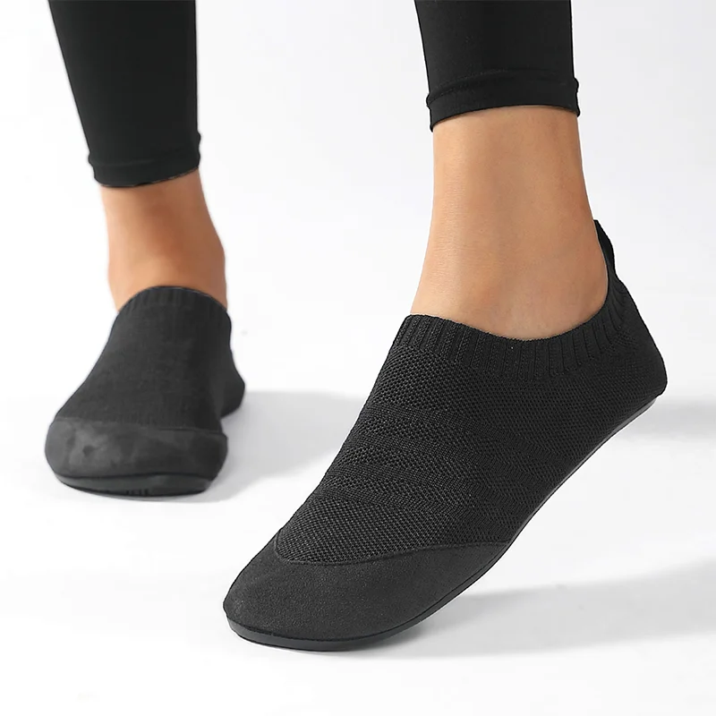 Men Home Slippers Family Indoor Fully Closed Slippers Non-slip Slip On Mesh Sock Women Slides Large Size 39-47