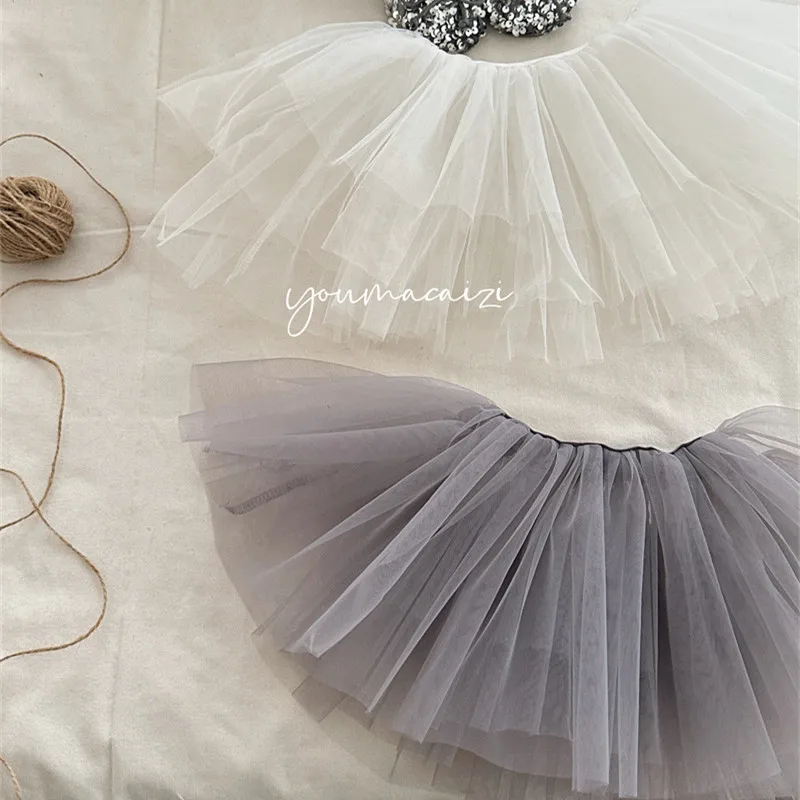 deer jonmi New Spring Baby Girls Mesh Tutu Skirts Solid Color Clothing Matching Korean Style Toddlers Kids Apron Skirt