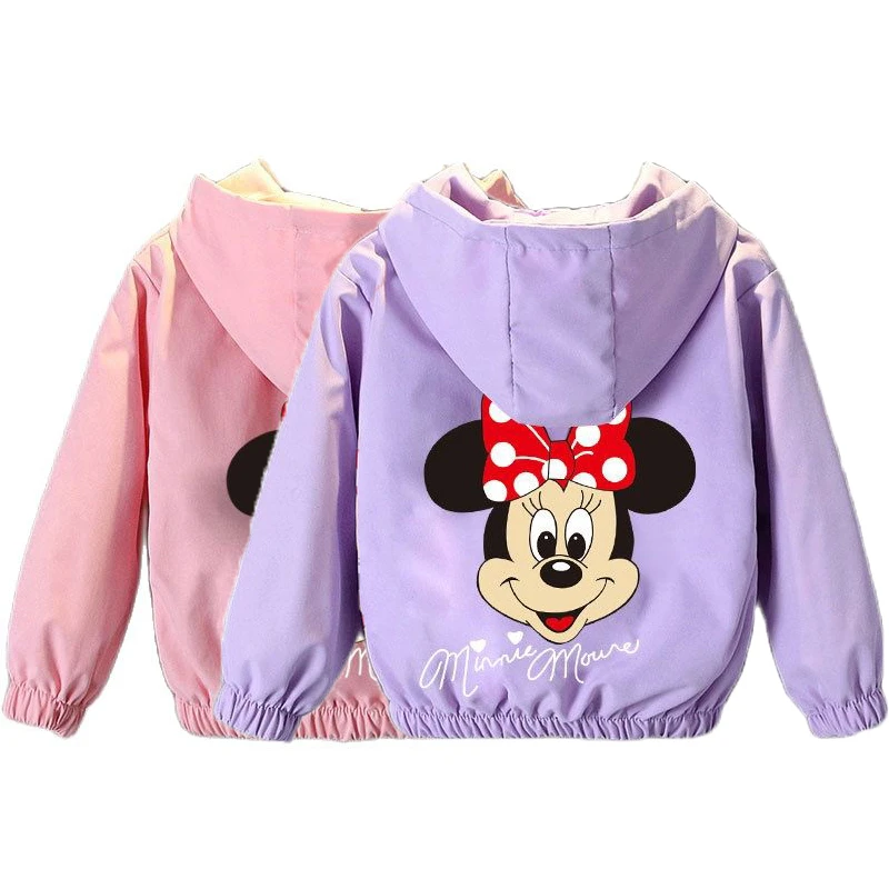 Chaquetas con capucha de Minnie Mouse para niñas, abrigos dibujos animados bonitos para niños de 2 a 12 ropa deportiva para ropa de Disney| | - AliExpress
