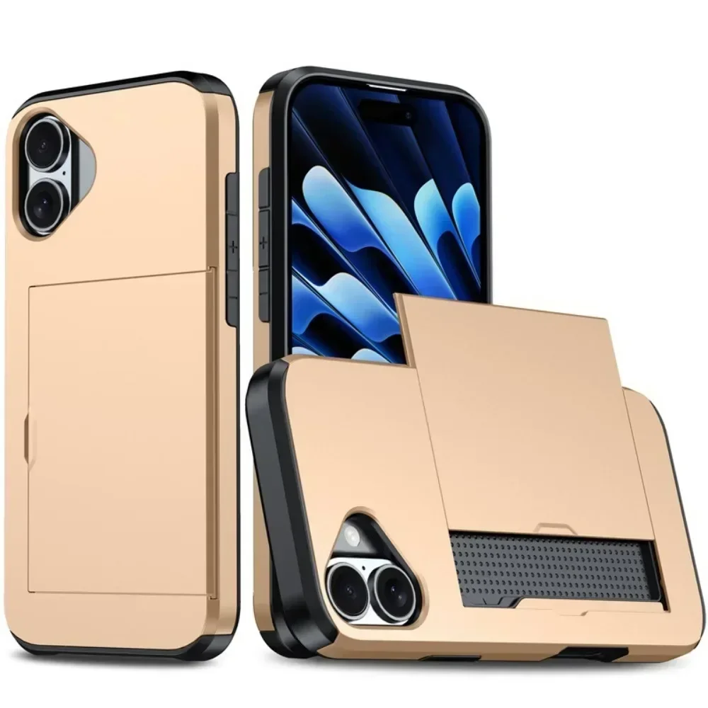Sleek Wallet Phone Case with Credit Card Holder and Sliding Pocket - Protective Cover