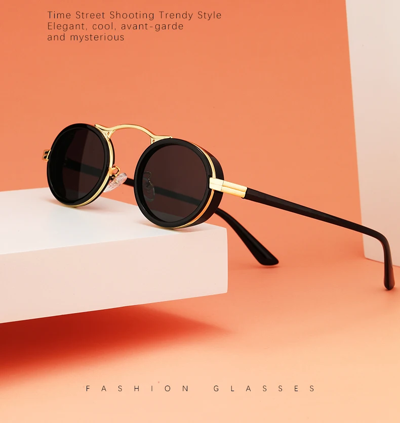 Wandern Retro Kleine Oval Anti Licht Gläser Frauen Klassische Hohe Qualität Shades Mode Metall Rahmen INS Brillen Unisex – Detail 1