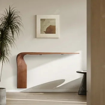 Consolle minimalista europea per ingresso Tavolo in legno massello dalla forma speciale Consolle dal design unico di fascia alta per corridoio