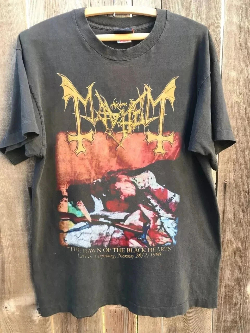 Sommer Damen Vintage Mayhem Band T-Shirt Baumwolle Streetwear Übergroß Locker Lässig Kurzarm Geeignet für Alle Jahreszeiten