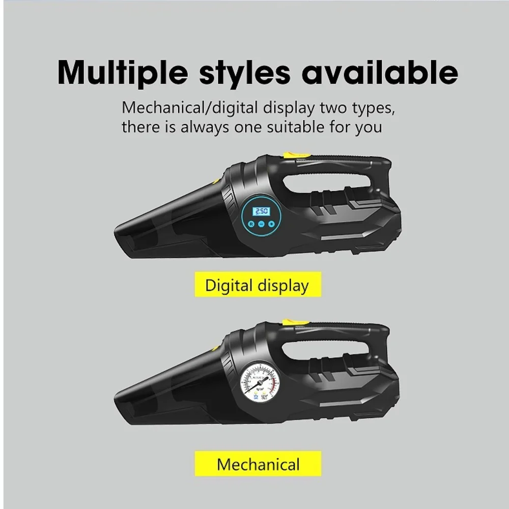 Car Inflator and Vacuum Cleaner Dual Use Portable Electric Tire Inflator Emergency Lighting Car Supplies