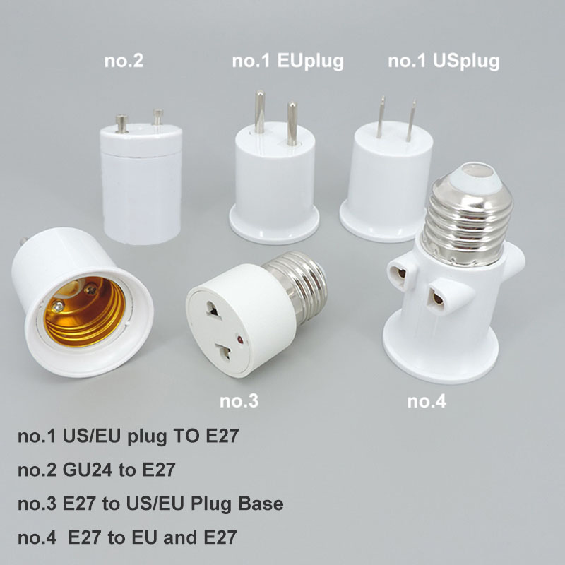 AC E26 E27 to GU24 E27 US EU power Plug Screw Lamp Holder Light Base Socket AC Adapter Converter electric connector