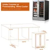 24 inch Dual Zone Drink Fridge with Glass Door, 3 Color LED Lights Wine Cooler for Beer Soda for Home Office Bar Bedroom 6
