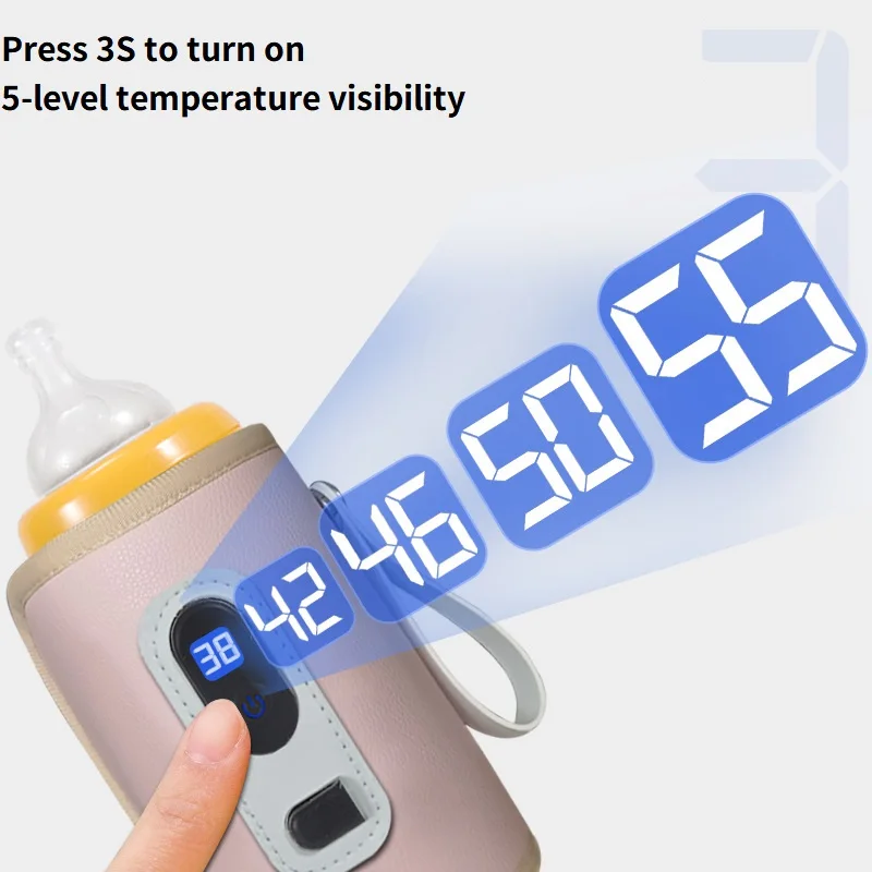 Baby Bottle Heater Universal Baby Milk Warmer Digital Display Baby Bag USB Nursing Bottle Heater Portable Bottle Warmer Thermal Bag for Travel baby bottle heater