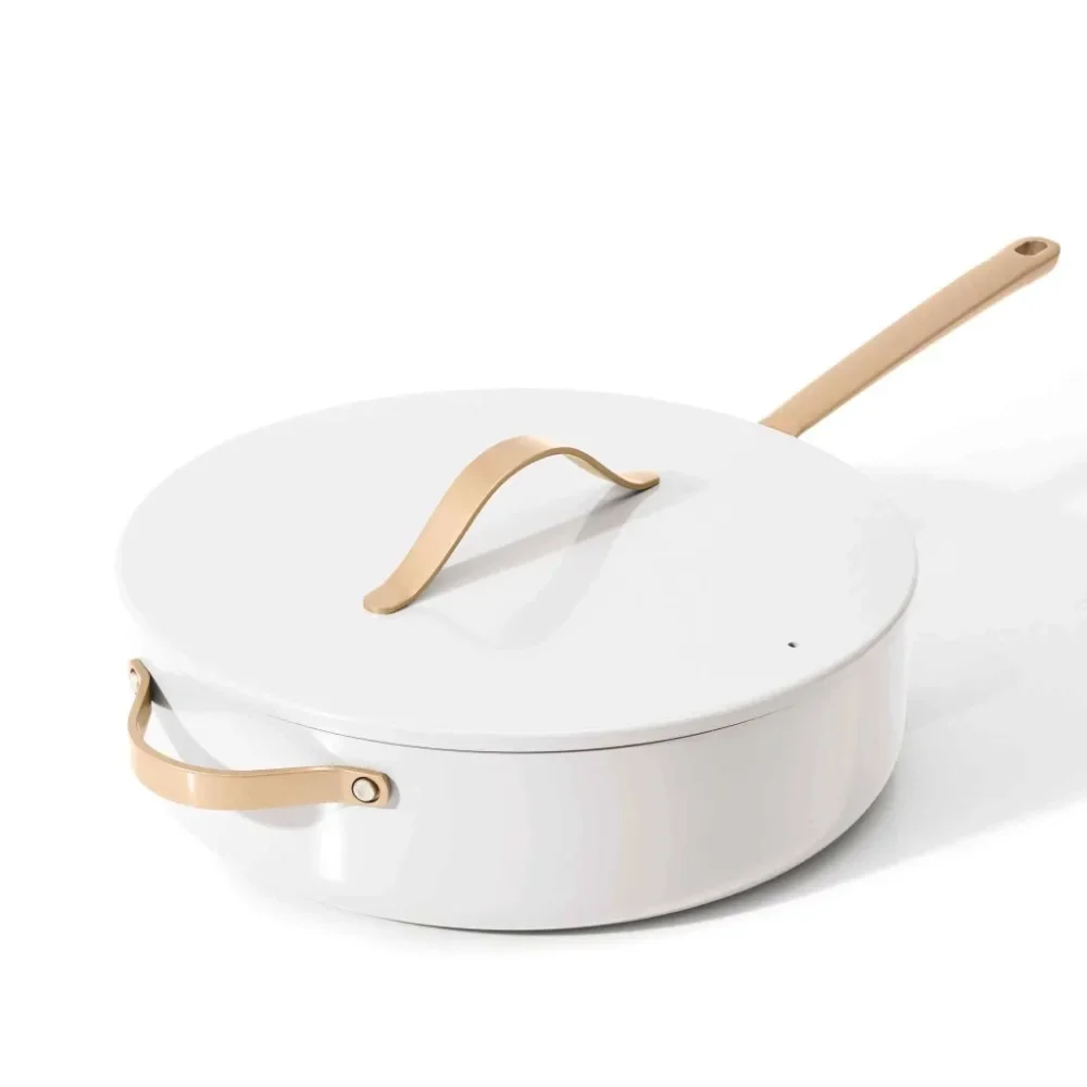 Dutch Pot 5.5 Quart Ceramic Non-Stick Sauté Pan Saucepan White Icing By Drew Barrymore Porcelain Dutch Oven Cookware Cooking Bar