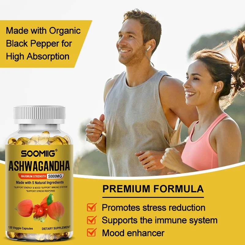 Natural Ashwagandha 5000 Mg Vegetarian Capsules Pure Ashwagandha Root Extract Mood and Stress Immunity Brain and Memory ashwagandha supplement