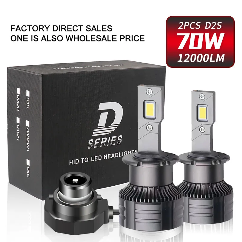 D2S D3S LED Car Headlight 70W 12000LM Auto lamps D1S D4S D5S D8S 12V Lights Replace Original Vehicle Xenon Bulbs CANbus No Error