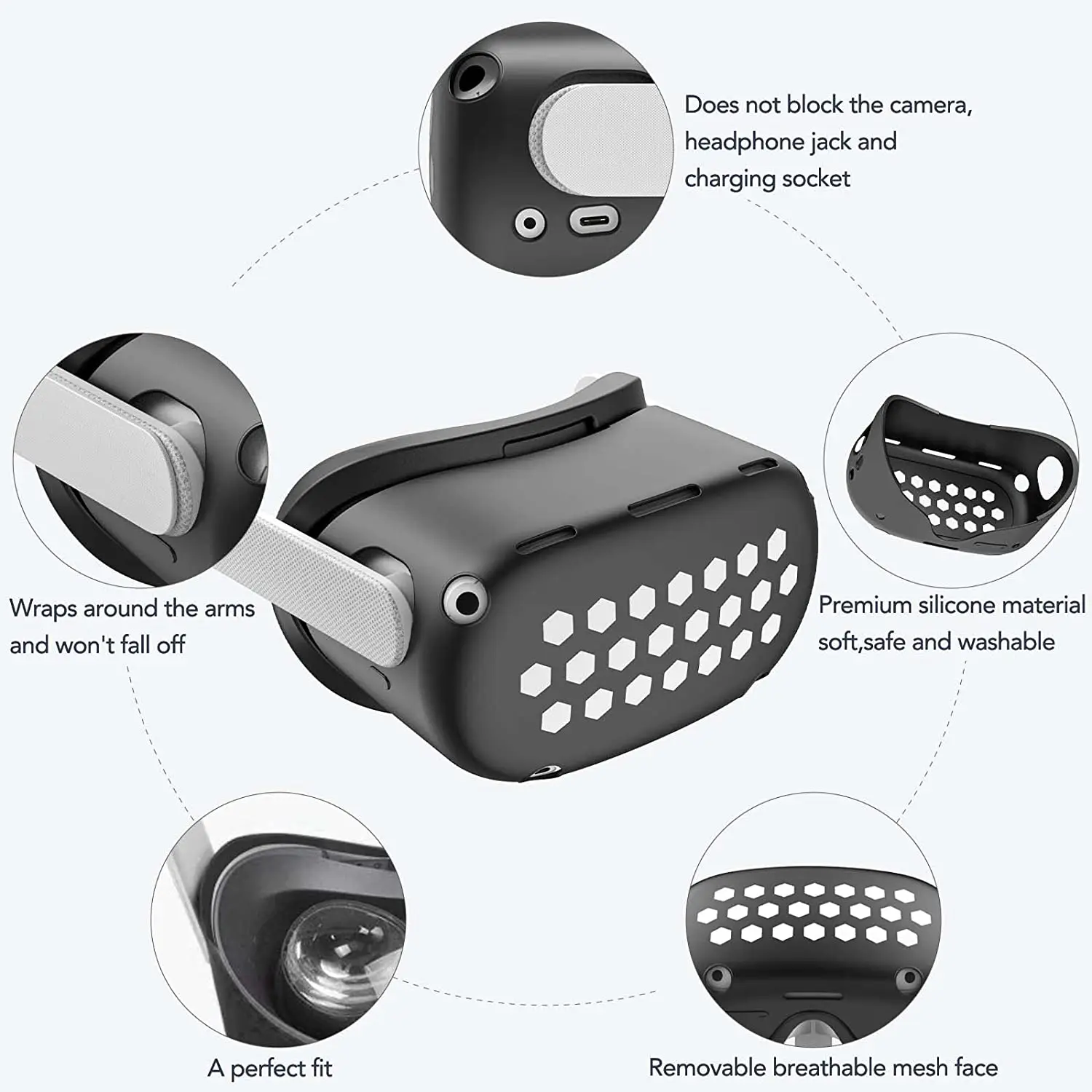 Durable Silicone Protective Cover Kit for VR Headset and Controllers
