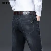 New Casual Jeans Men's Fashion Business Straight Denim Trousers Brand Clothing Classic Stretch Work Pants Man Pants Men's Jeans