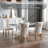 Dining Room Chairs Set of 2,Tufted Upholstered Back Lion Pull Ring, Elegant Rhomboid Pattern Nail Head Trim, Armless Chairs 1