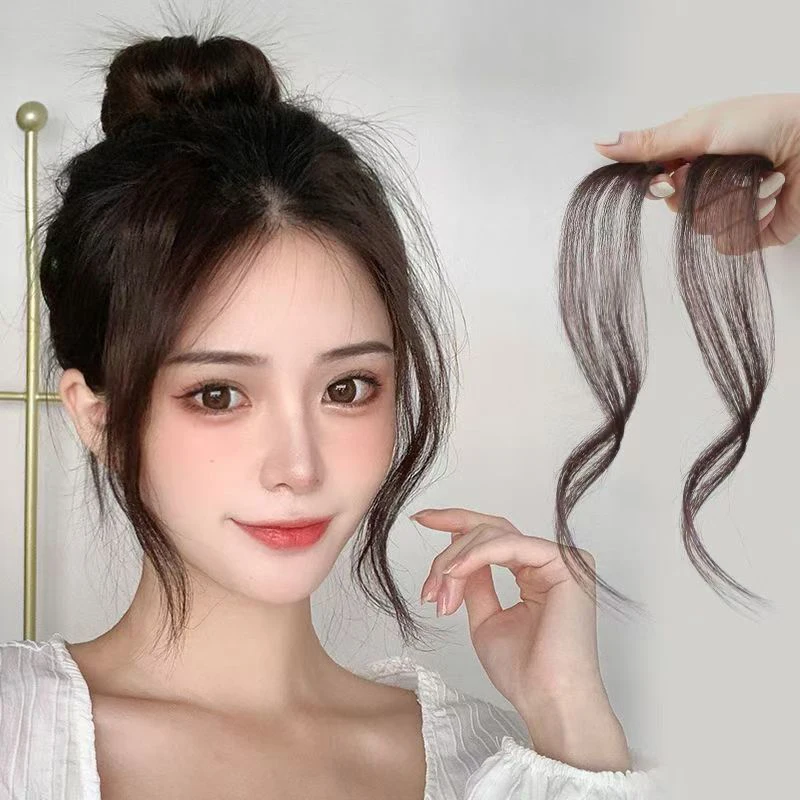 새로운 합성 3D 에어뱅 헤어 클립인뱅 연장 가발 앞머리 자연스러운 가짜 앞머리 헤어피스 보이지 않는 클로저뱅