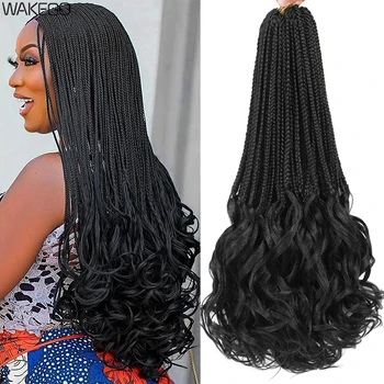 24”18”14”French Curl Crochet Braids Crochet Box Braids With Curly Ends Synthetic Hair French Curly Braiding Hair for Black Women 1
