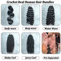 Extensions de cheveux bouclés au crochet, plumes pré-séparées, mèches de cheveux humains pour tressage, couleur naturelle, boucles Jerry Kinky en vrac pour femmes 2