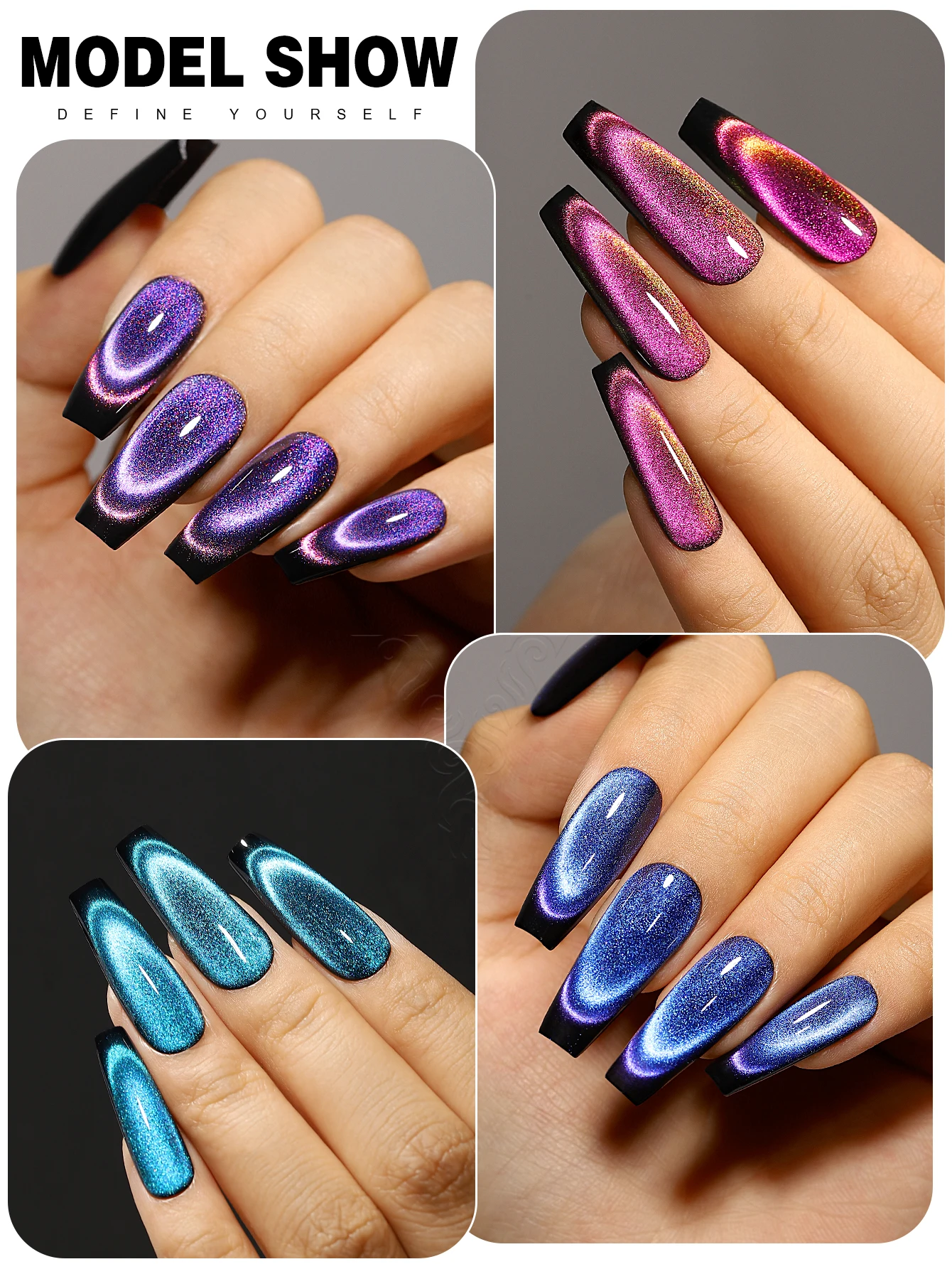 YOKEFELLOW 2024 New Dreamland Cat Eye Gel Nail Polish 10ml Dual Gloss Dreamland Color Soak Off Cat Magnetic UV Gel Varnish DIY 4
