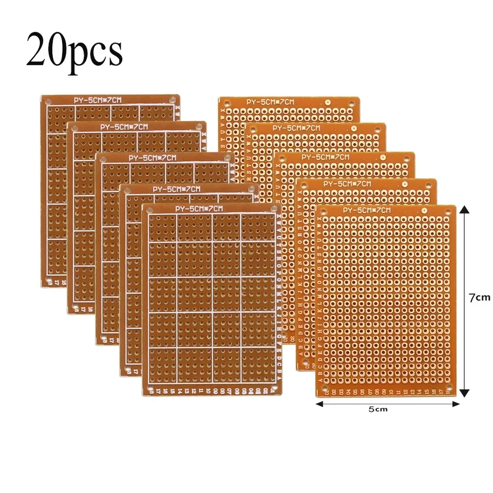 구리 만능기판 종이 복합 PCB 보드, 범용 브레드보드, 단면 인쇄 회로 기판, 5cm x 7cm, 20 개