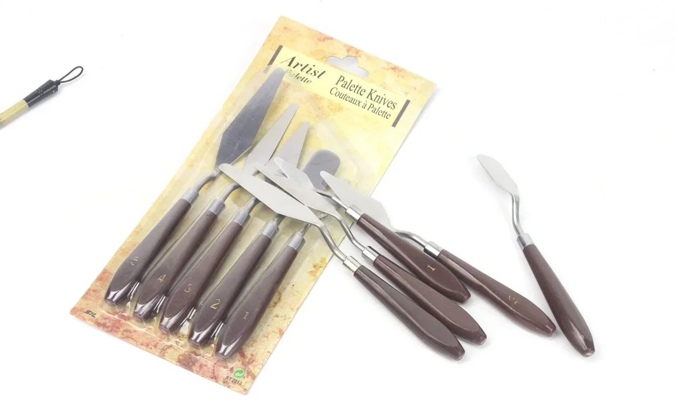 Oil Painting Scraper Palette Knife Fine Acrylic Gouache Paint Spatula Pick Color Mixing Tools School Art Supplies 5Pcs/Set