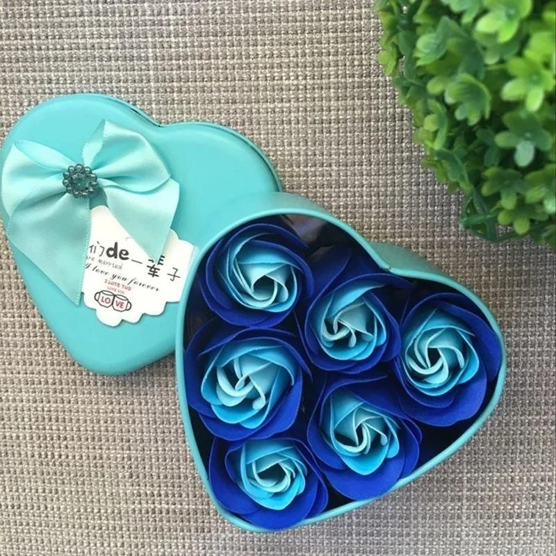 1Set/6pcs Soap Flower Heart-shaped Artificial Handmade Flower Home Decoration Wedding Supplies Valentine's Day Creative Gift