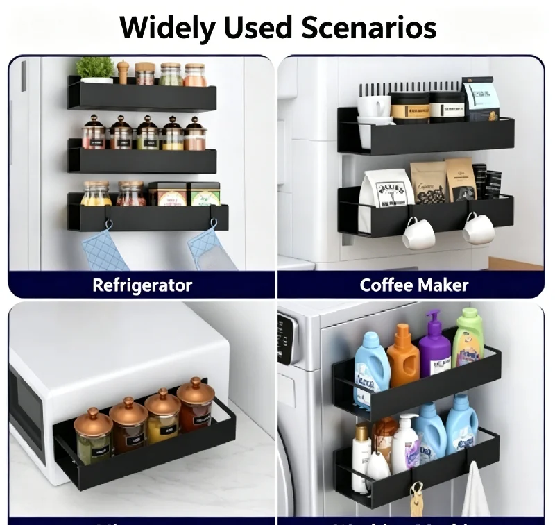 2pcs Magnetic Storage Shelf Household Kitchen Refrigerator Washing