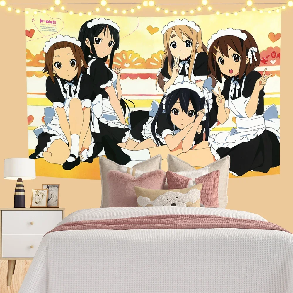 Anime Wall Hanging Tapestry Japan Kawaii K-ON! Room Decor Aesthetic Decorative Cartoon Photo Background Cloth Table