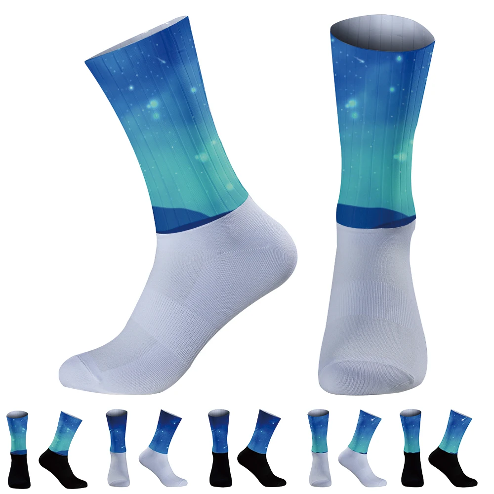 

Men Bicycle Sport Running Bike Socks Whiteline Cycling Socks Anti Slip Silicone Summer Aero Socks Calcetines Ciclismo 2024 New