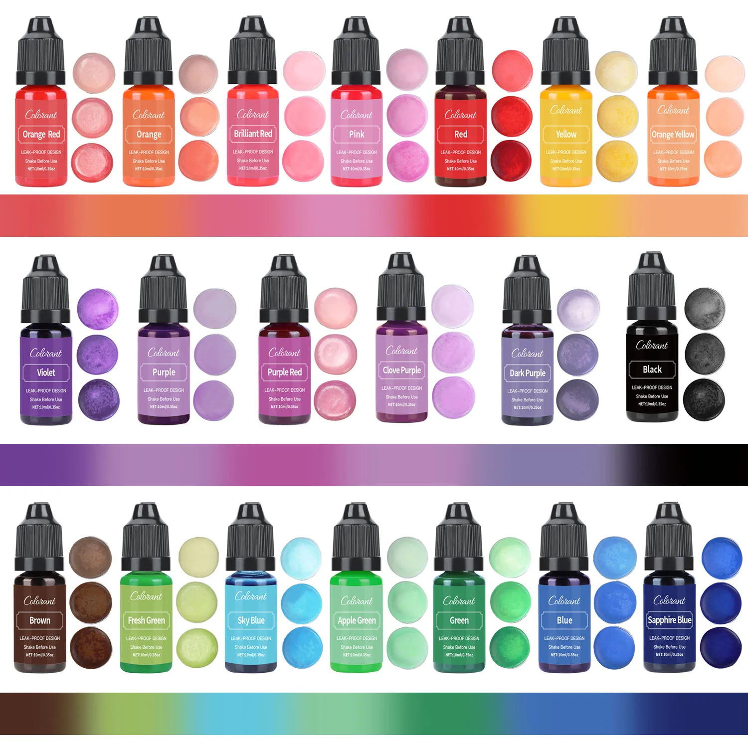 10ml 20 Colors Candle Dyes Dyeing Pigment Liquid Color Essence for DIY Wax Candle Mold Soap Coloring Handmade Crafts Resin