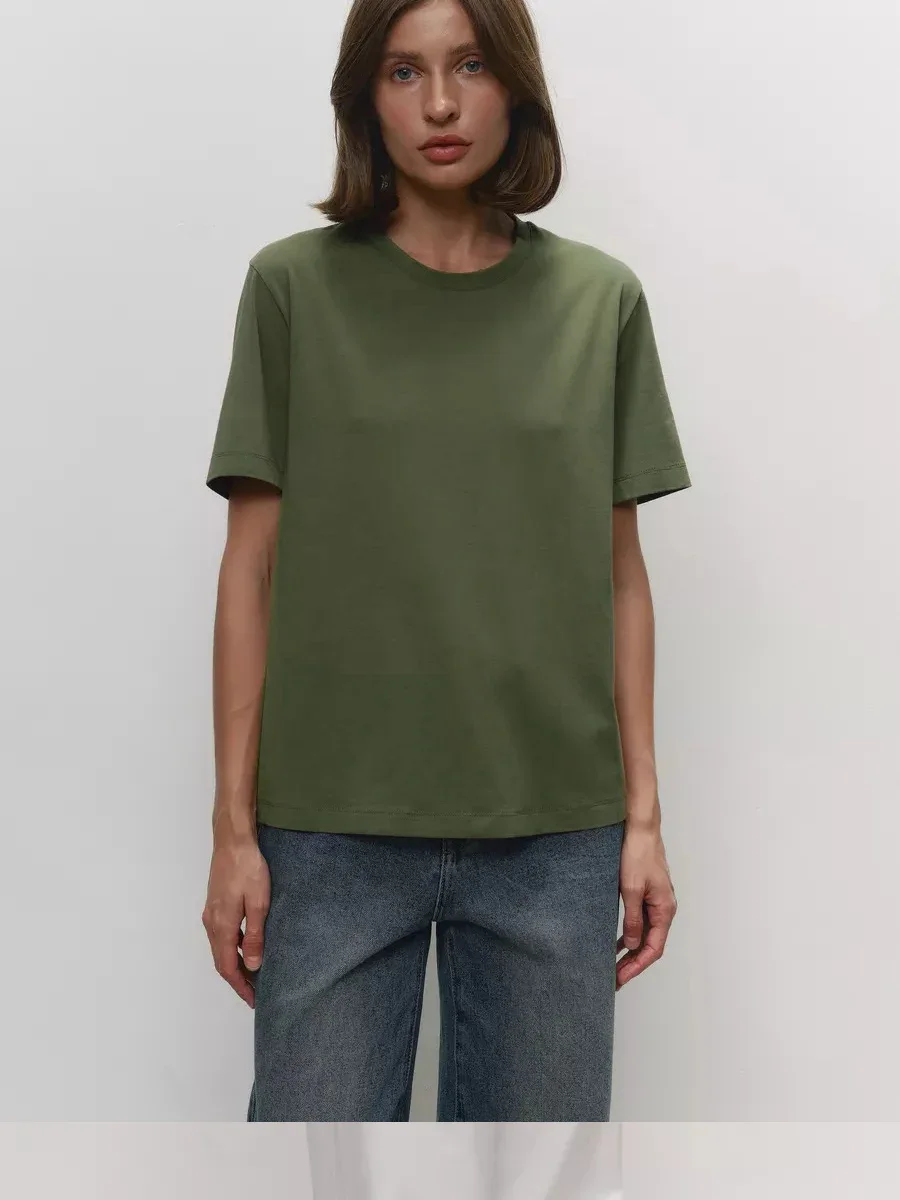 Cotton Summer Womens T-Shirt - Short Sleeve Loose Basic Top