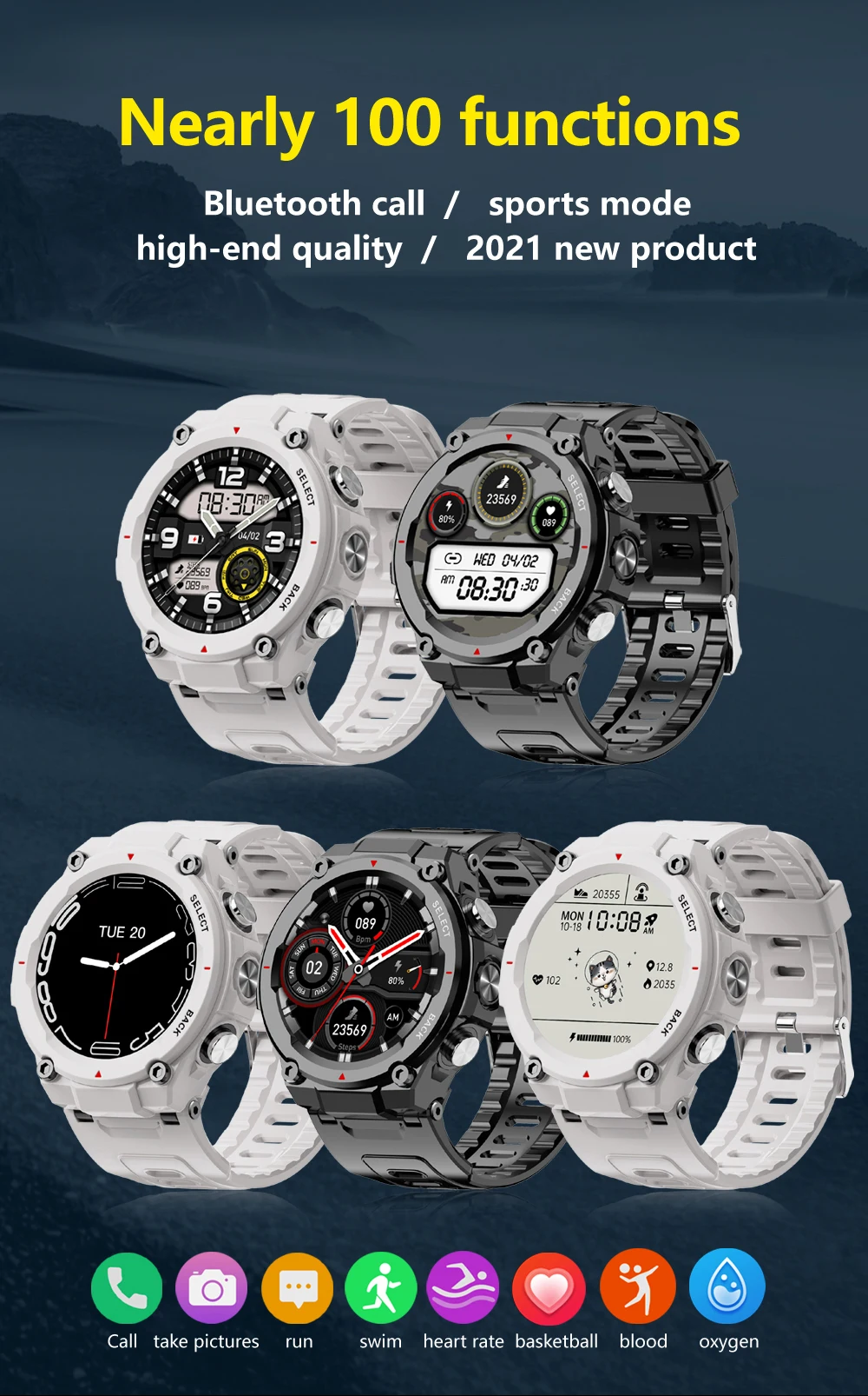 Montre Connectee Montre Intelligente Avec ECG/HRV, Fru00e9quence