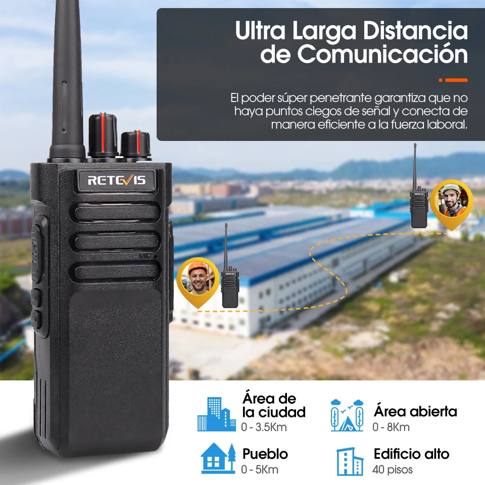 Walkie Talkie Largo Alcance 3-5 km Profesional Retevis RT29 10W Radio  Emisora de Caza IP67 impermeable a prueba de polvo (opcional) VHF o UHF  para