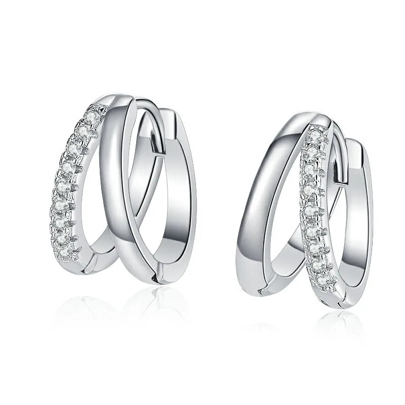 

S925 Sterling Silver Earrings with Full Diamond Moissanite Earrings, Original Design French Earrings 15 points D Color