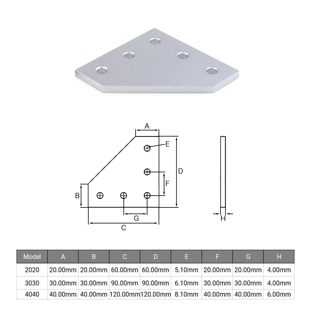 8Pcs Openbuilds 5 hole L 90 Degree Joining Plate Corner Angle Bracket Connection for /3030/4040 Aluminum Extrusion Profile cutting bracket metal clamping plate aluminium spacers