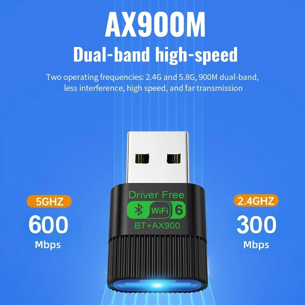 KEBIDUMEI 2IN1 WIFI6 AX900 USB WiFi 네트워크 카드 블루투스 5.4 무선 어댑터 Win10/11용 듀얼 밴드 2.4/5GHz 900Mbps 수신기