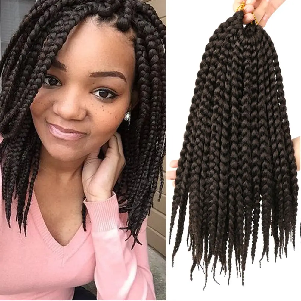 

MTMEI HAIR Short Box Braids Crochet Hair Synthetic Braiding Hair Extensions Black Brown Burgundy Crochet Braids
