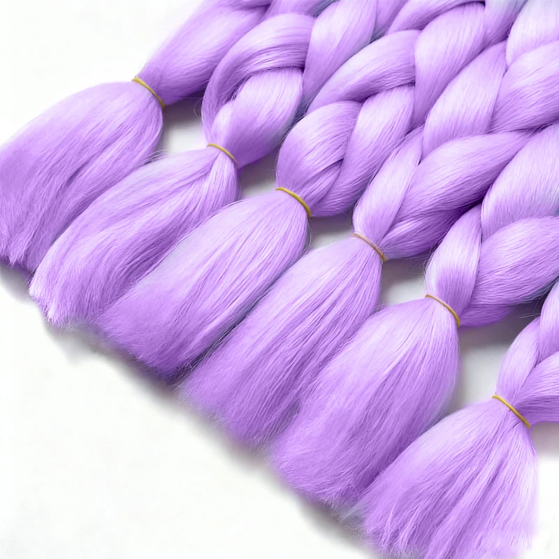 Synthetic Light Purple Braiding Hair Extensions 24inch Pre Stretched Box Jumbo Braids Crochet Hair for Women Girls Kids Wear