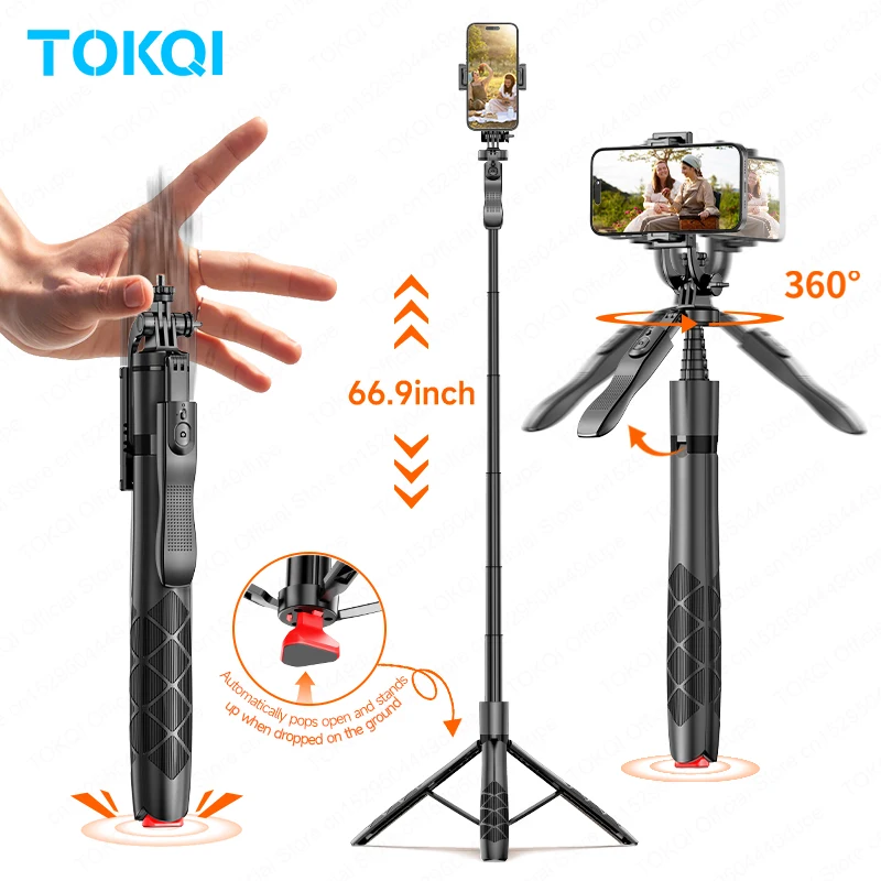 Tokqi L16-tt Selfie Stick Tripod With 360 Degree Rotation And Fill Light_voghion.com