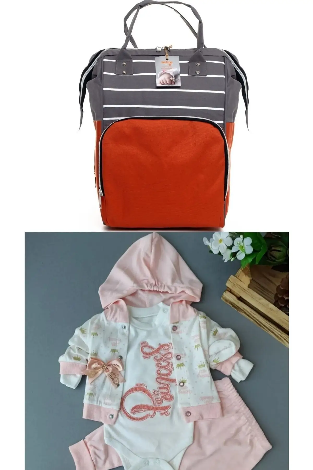

Functional Mother Baby Care Backpack And 100% Cotton Hospital Exit Set Cotton Orange Outlets Clothing