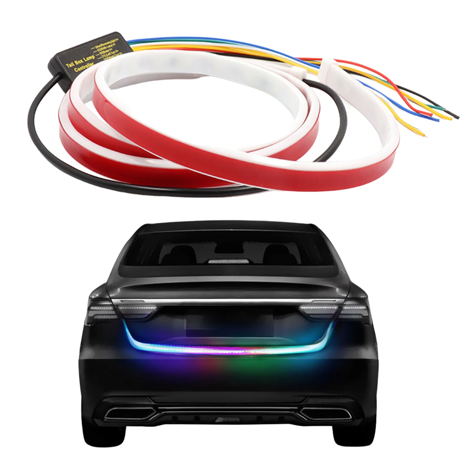 

Colorful Car Tail Light Strip Colorful LED Turn Signal Light Strip Colorful Dynamic Warning LED Light Car Decoration Accessories